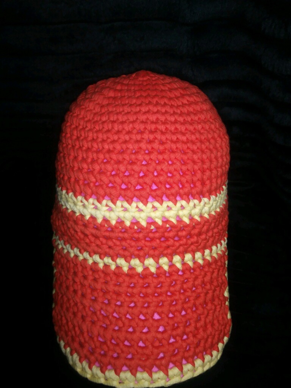Pink Crochet Baseball Hat with Coral Brim
